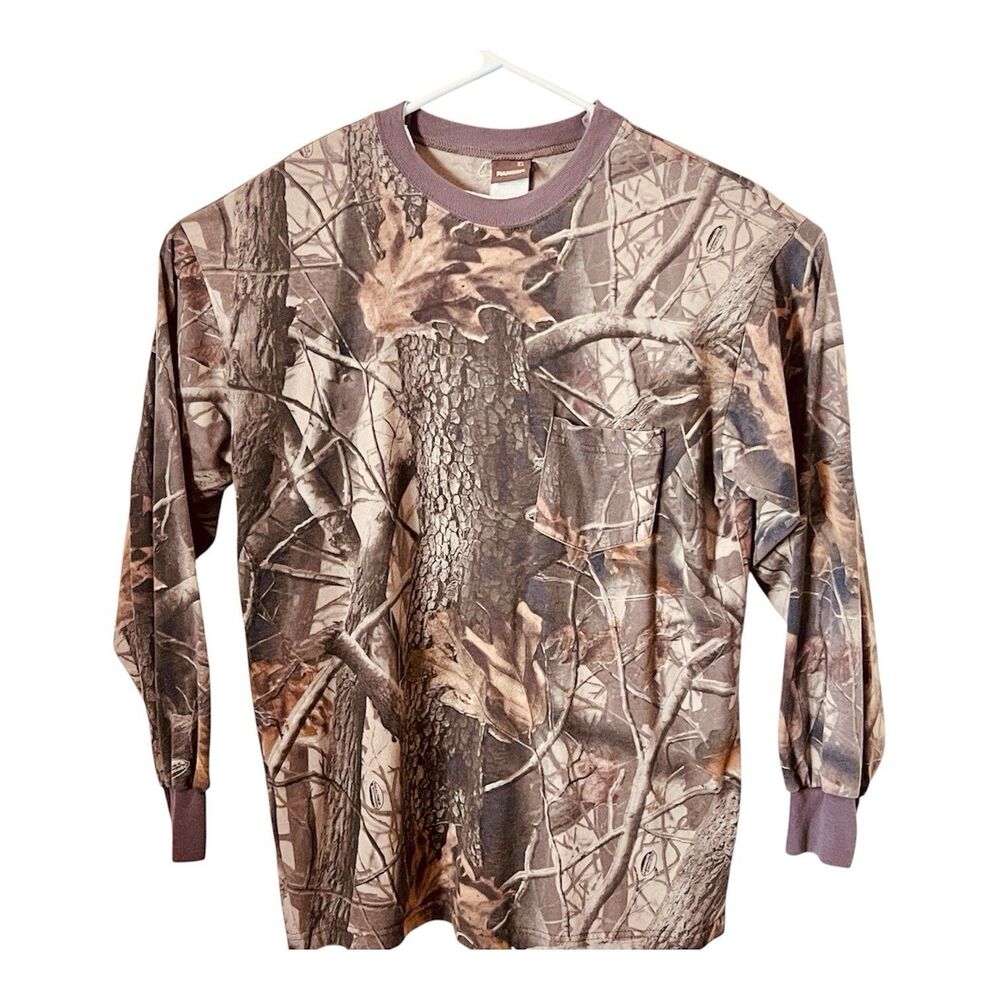 Vintage Ranger Camo Long Sleeve Tee Shirt Size XL Hunting Outdoor Pocket